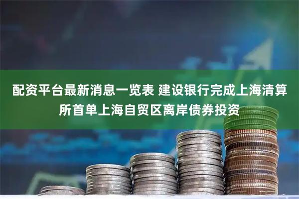 配资平台最新消息一览表 建设银行完成上海清算所首单上海自贸区离岸债券投资